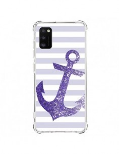 Coque Samsung Galaxy A41 Ancre Violet Navire - Monica...