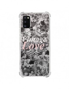 Coque Samsung Galaxy A41 Vintage Love Noir Flower -...