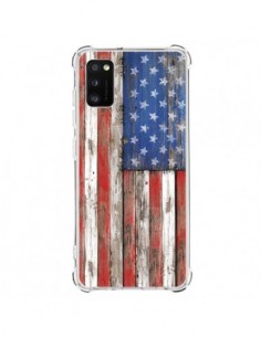 Coque Samsung Galaxy A41 Drapeau USA Vintage Bois Wood -...