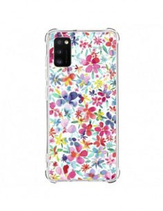 Coque Samsung Galaxy A41 Colorful Flowers Petals Blue -...