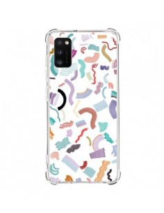 Coque Samsung Galaxy A41 Curly and Zigzag Stripes White -...