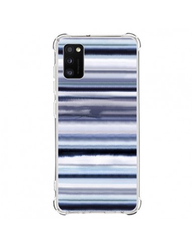 Coque Samsung Galaxy A41 Degrade Stripes Watercolor Navy - Ninola Design