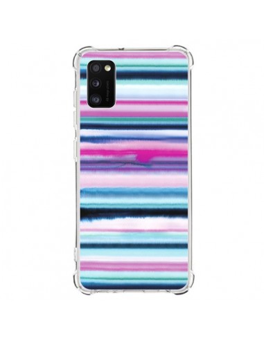 Coque Samsung Galaxy A41 Degrade Stripes Watercolor Pink - Ninola Design