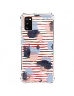 Coque Samsung Galaxy A41 Watercolor Stains Stripes Red -...