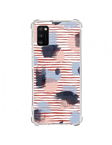 Coque Samsung Galaxy A41 Watercolor Stains Stripes Red - Ninola Design