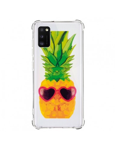 Coque Samsung Galaxy A41 Ananas Lunette en Cœur transparente