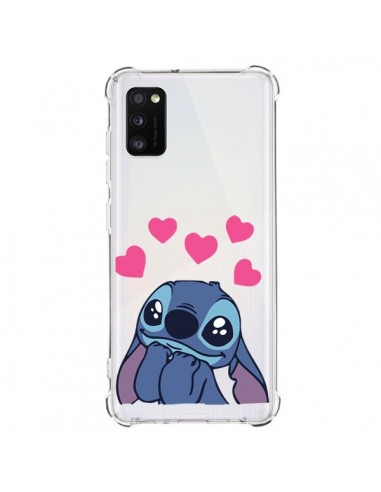 Coque Samsung Galaxy A41 Stitch de Lilo et Stitch in love en coeur transparente
