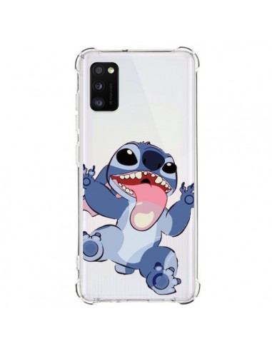 Coque Samsung Galaxy A41 Stitch de Lilo et Stitch Langue transparente