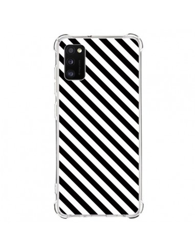 Coque Samsung Galaxy A41 Bonbon Candy Noire et Blanche Rayée - Nico