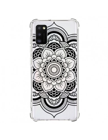 Coque Samsung Galaxy A41 Mandala Noir Azteque Transparente - Nico