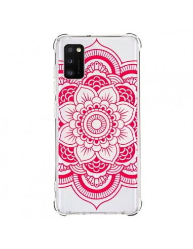 Coque Samsung Galaxy A41 Mandala Rose Fushia Azteque Transparente - Nico