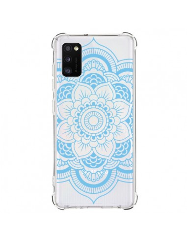 Coque Samsung Galaxy A41 Mandala Bleu Azteque Transparente - Nico