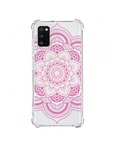 Coque Samsung Galaxy A41 Mandala Rose Clair Azteque Transparente - Nico