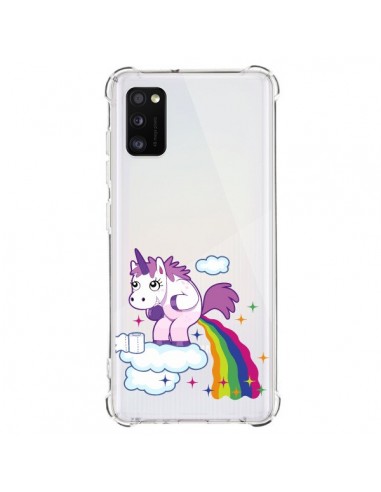 Coque Samsung Galaxy A41 Licorne Caca Arc en Ciel Transparente - Nico