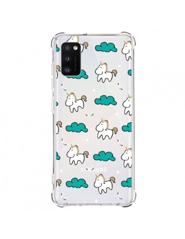 Coque Samsung Galaxy A41 Licorne et Nuages Transparente - Nico