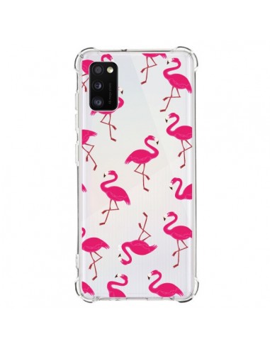 Coque Samsung Galaxy A41 flamant Rose et Flamingo Transparente - Nico