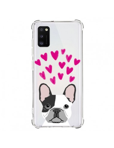 Coque Samsung Galaxy A41 Bulldog Français Coeurs Chien Transparente - Pet Friendly