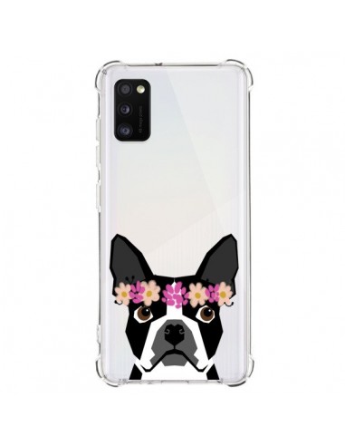 Coque Samsung Galaxy A41 Boston Terrier Fleurs Chien Transparente - Pet Friendly