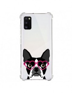 Coque Samsung Galaxy A41 Boston Terrier Lunettes Coeurs...
