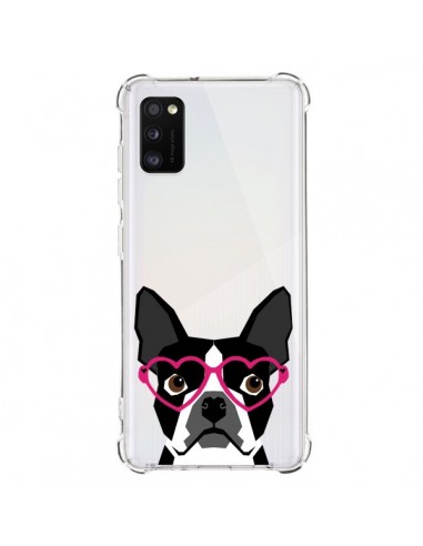 Coque Samsung Galaxy A41 Boston Terrier Lunettes Coeurs Chien Transparente - Pet Friendly