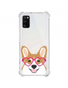 Coque Samsung Galaxy A41 Chien Marrant Lunettes Coeurs...