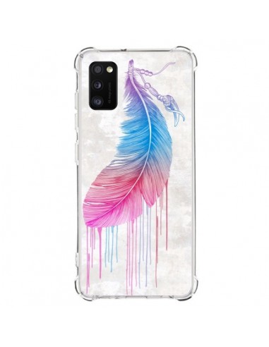 Coque Samsung Galaxy A41 Plume arc-en-ciel - Rachel Caldwell