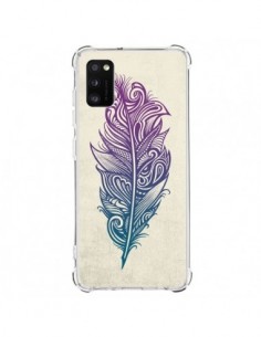 Coque Samsung Galaxy A41 Feather Plume Arc En Ciel -...