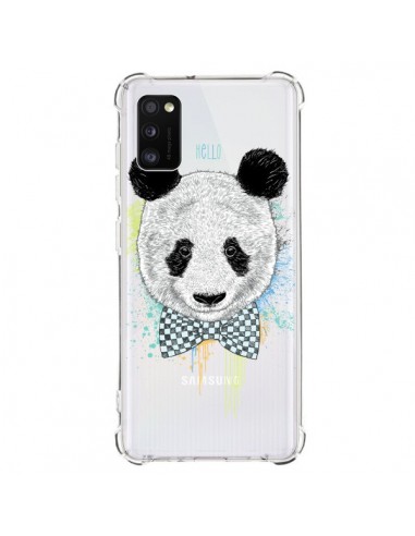 Coque Samsung Galaxy A41 Panda Noeud Papillon Transparente - Rachel Caldwell