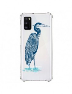 Coque Samsung Galaxy A41 Heron Blue Oiseau Transparente -...