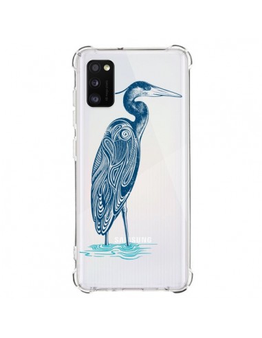 Coque Samsung Galaxy A41 Heron Blue Oiseau Transparente - Rachel Caldwell