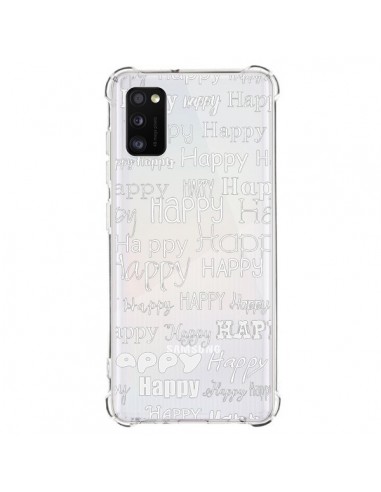Coque Samsung Galaxy A41 Happy Happy Blanc Transparente - R Delean