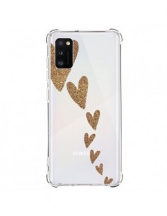 Coque Samsung Galaxy A41 Coeur Falling Gold Hearts...