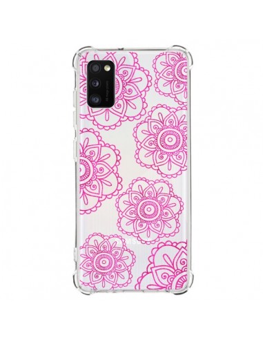 Coque Samsung Galaxy A41 Pink Doodle Flower Mandala Rose Fleur Transparente - Sylvia Cook