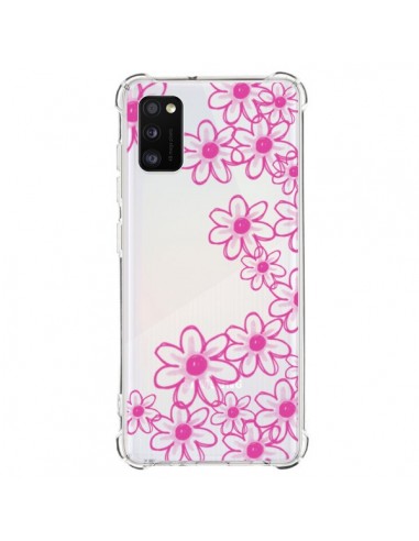 Coque Samsung Galaxy A41 Pink Flowers Fleurs Roses Transparente - Sylvia Cook