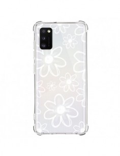 Coque Samsung Galaxy A41 Mandala Blanc White Flower...