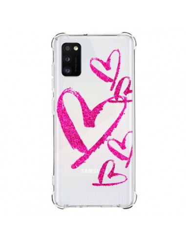 Coque Samsung Galaxy A41 Pink Heart Coeur Rose Transparente - Sylvia Cook