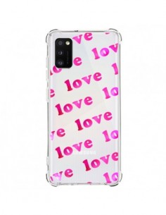 Coque Samsung Galaxy A41 Pink Love Rose Transparente -...