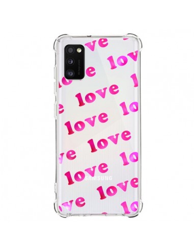 Coque Samsung Galaxy A41 Pink Love Rose Transparente - Sylvia Cook