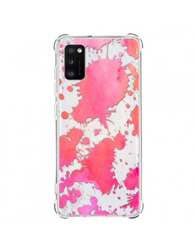 Coque Samsung Galaxy A41 Watercolor Splash Taches Rose Orange Transparente - Sylvia Cook