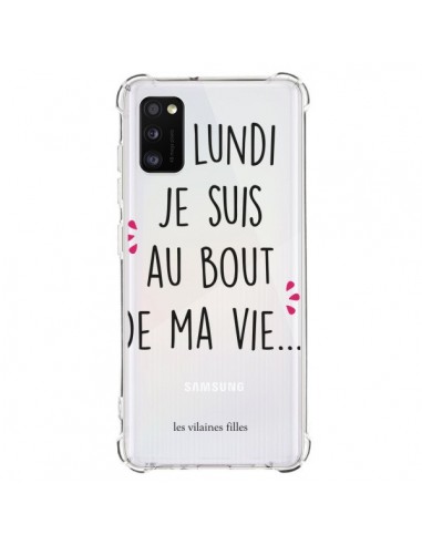 Coque Samsung Galaxy A41 Le lundi, je suis au bout de ma vie Transparente - Les Vilaines Filles