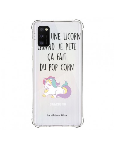 Coque Samsung Galaxy A41 Je suis une licorne, quand je pète ça fait du pop corn - Les Vilaines Filles