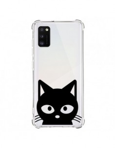 Coque Samsung Galaxy A41 Tête Chat Noir Cat Transparente...