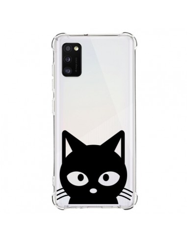 Coque Samsung Galaxy A41 Tête Chat Noir Cat Transparente - Yohan B.