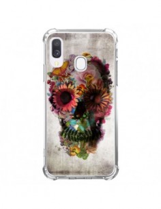 Coque Samsung Galaxy A40 Skull Flower Tête de Mort - Ali...