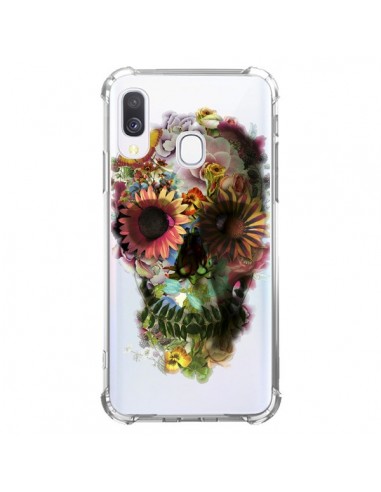 Coque Samsung Galaxy A40 Skull Flower Tête de Mort Transparente - Ali Gulec