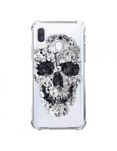 Coque Samsung Galaxy A40 Doodle Skull Dessin Tête de Mort Transparente - Ali Gulec