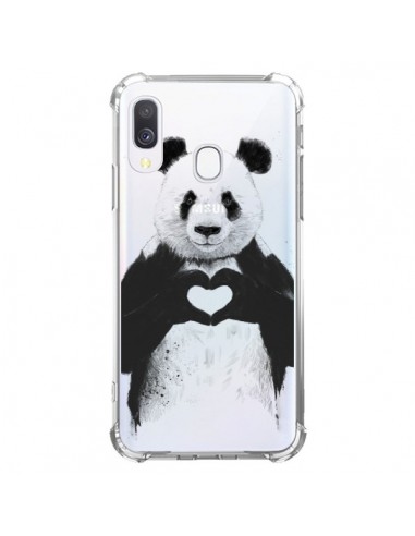 Coque Samsung Galaxy A40 Panda All You Need Is Love Transparente - Balazs Solti