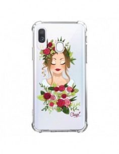 Coque Samsung Galaxy A40 Femme Closed Eyes Fleurs...