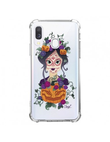 Coque Samsung Galaxy A40 Femme Closed Eyes Santa Muerte Transparente - Chapo