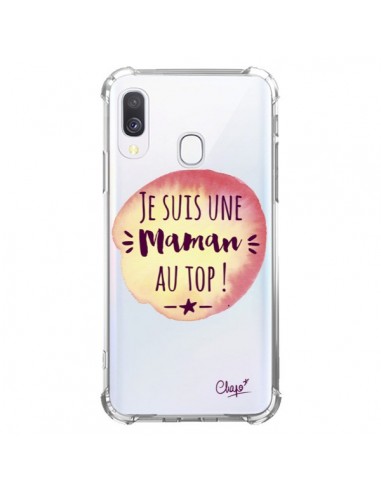 Coque Samsung Galaxy A40 Je suis une Maman au Top Orange Transparente - Chapo